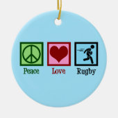 Peace Love Rugby Keramisch Ornament (Voorkant)