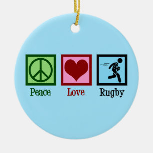 Peace Love Rugby Keramisch Ornament
