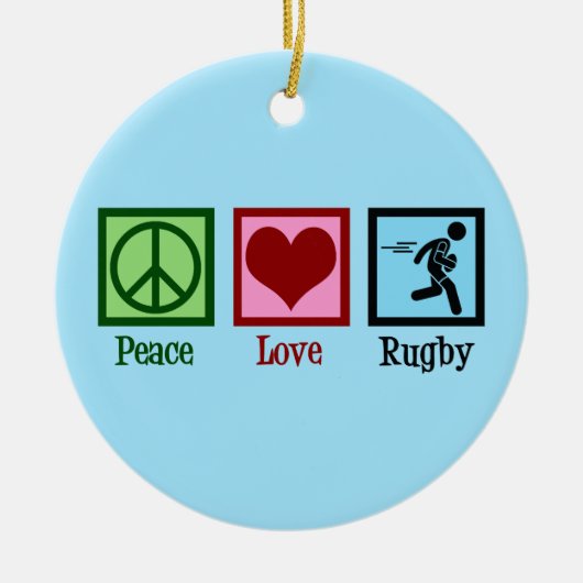 Peace Love Rugby Keramisch Ornament (Voorkant)