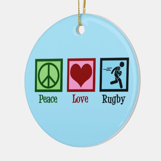 Peace Love Rugby Keramisch Ornament (Links)