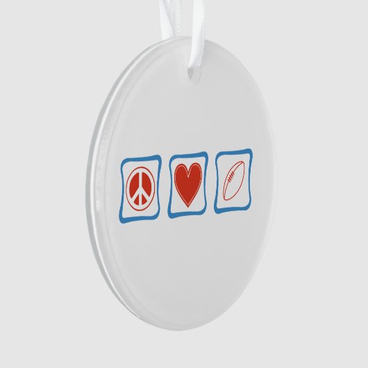 Peace Love Rugby-kerstversiering Ornament (voorkant)