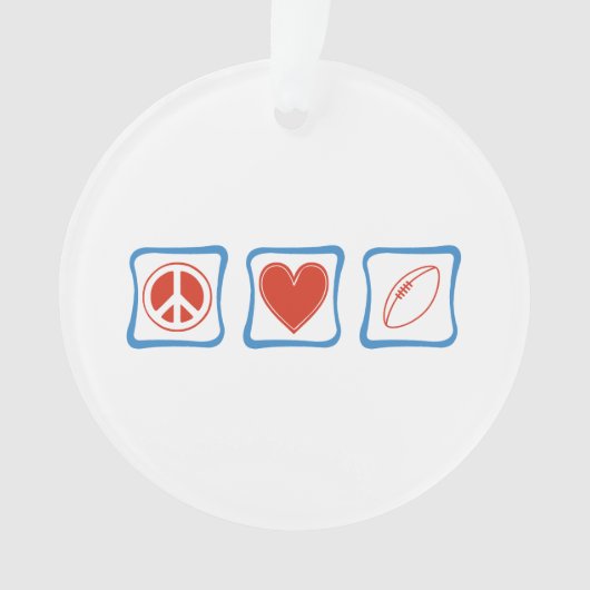Peace Love Rugby-kerstversiering Ornament (voorkant)