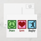 Peace Love Rugby-speler Briefkaart (Voorkant / Achterkant)