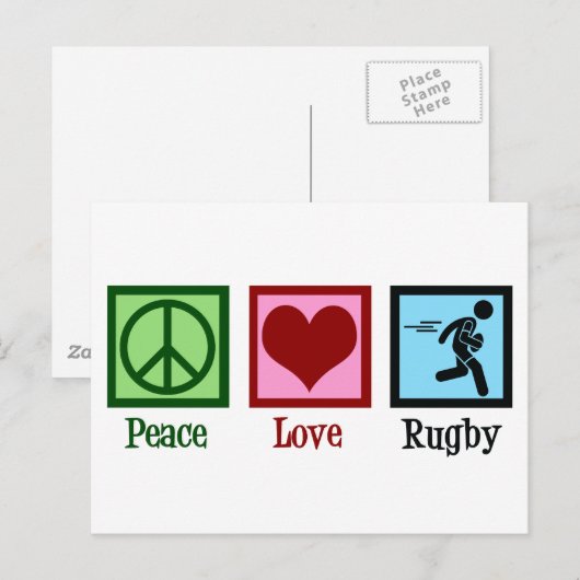Peace Love Rugby-speler Briefkaart (Voorkant / Achterkant)