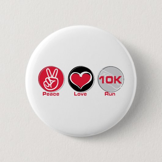 Peace Love run 10K Ronde Button 5,7 Cm (Voorkant)