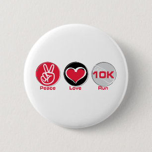 Peace Love run 10K Ronde Button 5,7 Cm