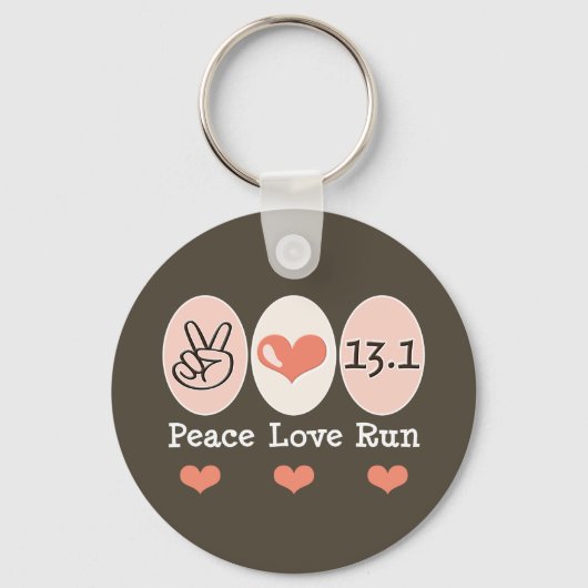 Peace Love run 13.1 Half Marathon Sleutelhanger (Voorkant)