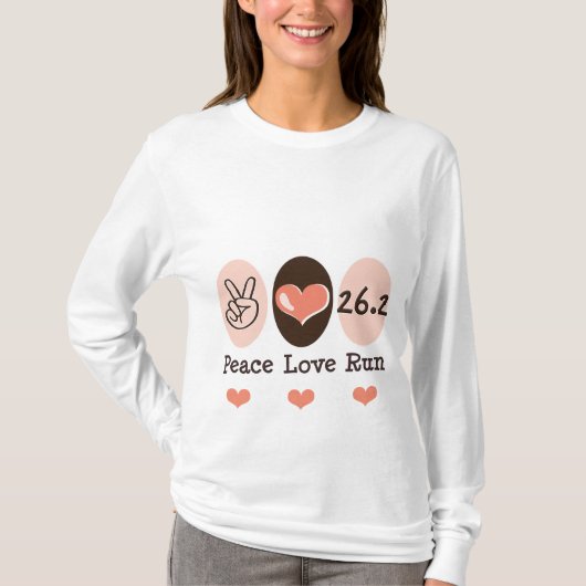Peace Love Run - 26.2 lange hoes voor T-Shirt (Voorkant)