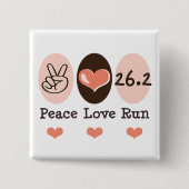 Peace Love run 26.2 Marathon Button (Voorkant)