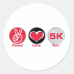 Peace Love run 5K Ronde Sticker