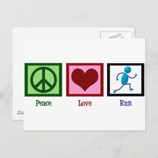 Peace Love Run Briefkaart (Voorkant / Achterkant)