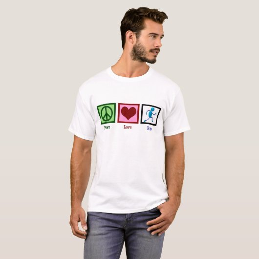 Peace Love run Cute Marathon Runner T-shirt (Voorkant volledig)