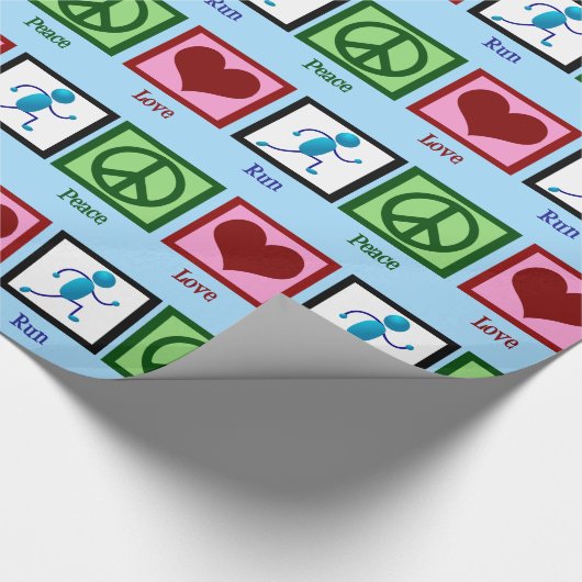 Peace Love run - Cute Track Runner Cadeaupapier (Hoek)