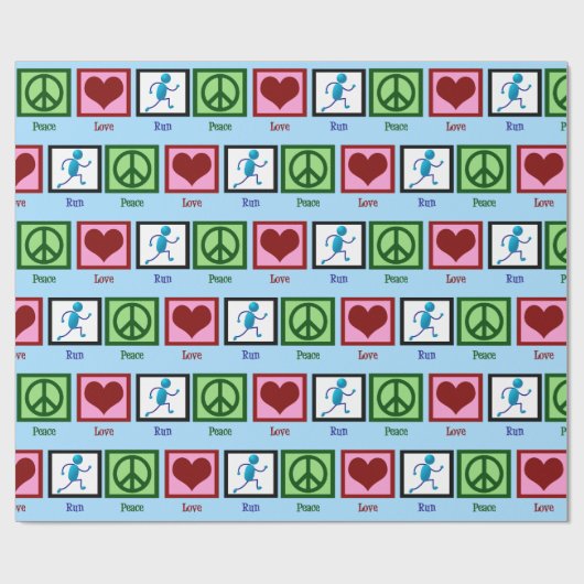 Peace Love run - Cute Track Runner Cadeaupapier (Vlak)