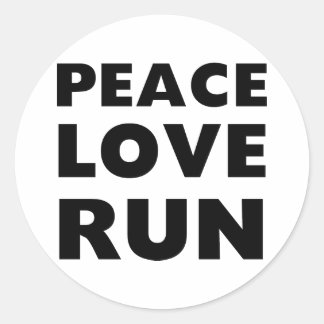 Peace Love Run Ronde Sticker