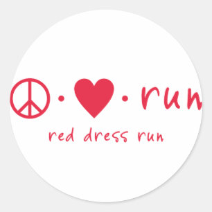 Peace Love Run Ronde Sticker