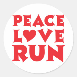 Peace Love Run Ronde Sticker