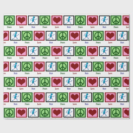 Peace Love Runner Cute Track Team Runner Cadeaupapier (Vlak)
