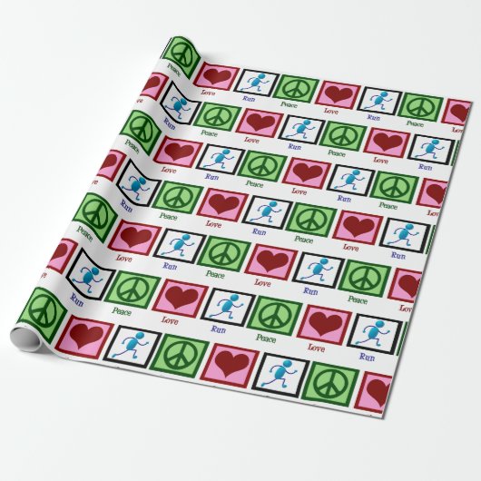 Peace Love Runner Cute Track Team Runner Cadeaupapier (Uitgerold)