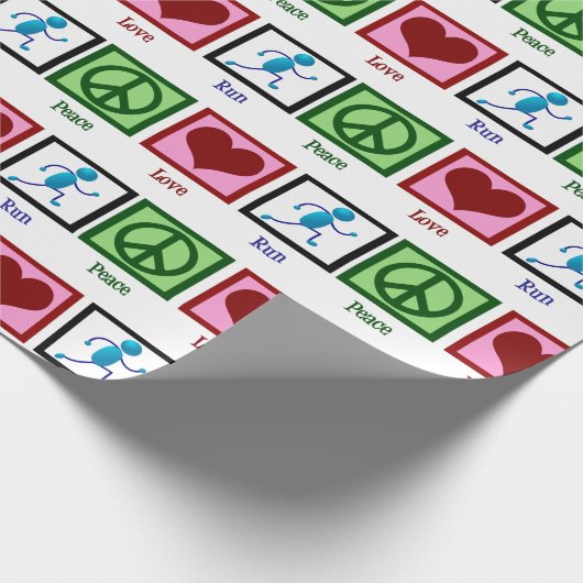 Peace Love Runner Cute Track Team Runner Cadeaupapier (Hoek)