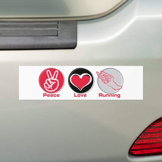 Peace Love Running Bumpersticker (Op auto)