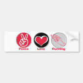 Peace Love Running Bumpersticker (Voorkant)