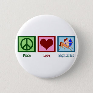 Peace Love Sagittarius Ronde Button 5,7 Cm