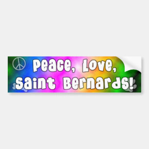 Peace Love Saint Bernards Bumpersticker