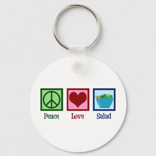Peace Love Salads Cute Salad Bar Sleutelhanger (Voorkant)