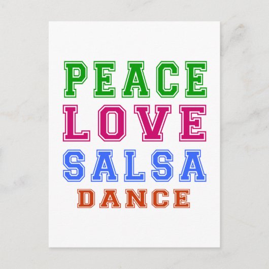 Peace Love Salsa Dance Briefkaart (Voorkant)