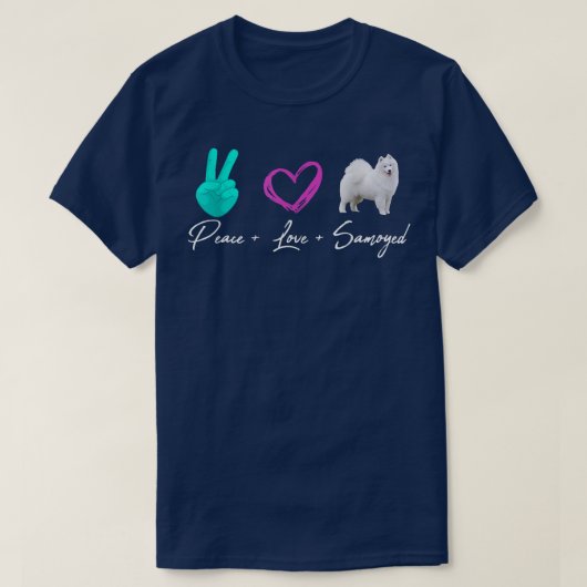Peace Love Samoyed Funny Dog Owner T-shirt (Design voorkant)