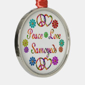 PEACE LOVE SAMOYEDS METALEN ORNAMENT (Rechts)