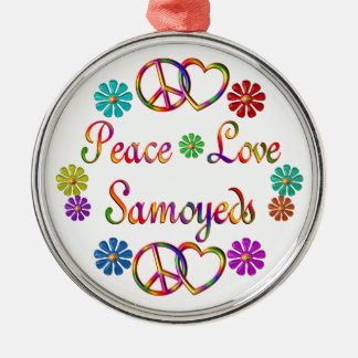 PEACE LOVE SAMOYEDS METALEN ORNAMENT