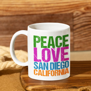 Peace Love San Diego California Koffiemok
