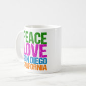 Peace Love San Diego California Koffiemok (Voorkant links)