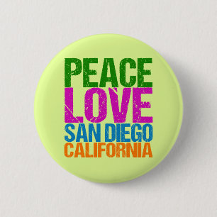 Peace Love San Diego California Ronde Button 5,7 Cm