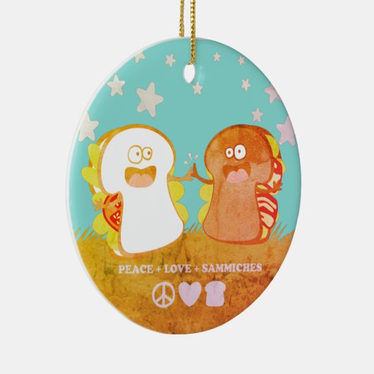 Peace love sandwich Grappig eten Kerst ornament (Rechts)