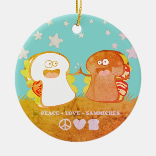Peace love sandwich Grappig eten Kerst ornament (Voorkant)