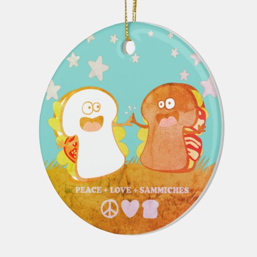 Peace love sandwich Grappig eten Kerst ornament (Links)