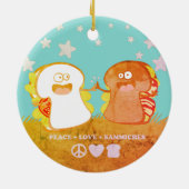 Peace love sandwich Grappig eten Kerst ornament (Achterkant)