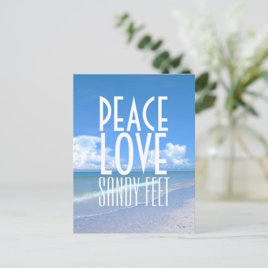 Peace, Love, Sandy Feet Briefkaart (Staand voorkant)