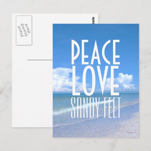 Peace, Love, Sandy Feet Briefkaart (Voorkant / Achterkant)