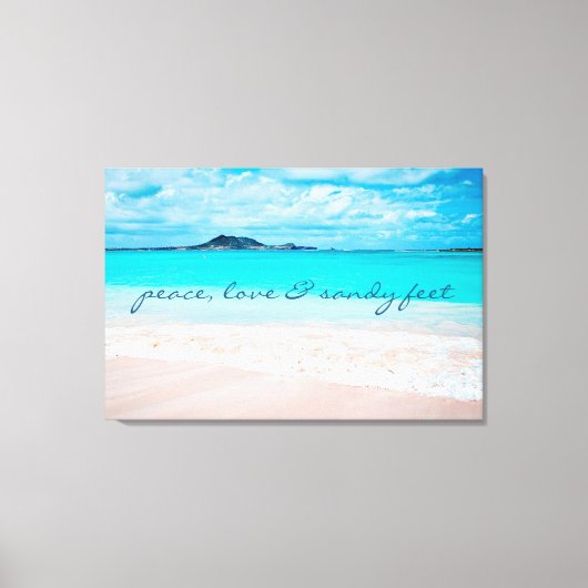 Peace Love Sandy Feet Hawaii Tropical Beach foto Canvas Afdruk (Voorkant)