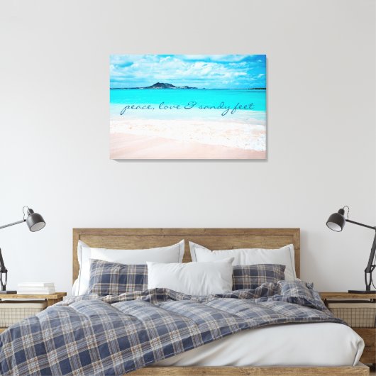 Peace Love Sandy Feet Hawaii Tropical Beach foto Canvas Afdruk (Insitu (Slaapkamer))