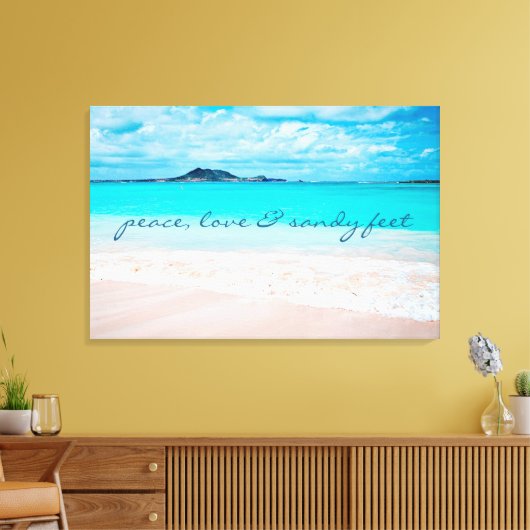 Peace Love Sandy Feet Hawaii Tropical Beach foto Canvas Afdruk (Insitu (Woonkamer))