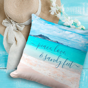 Peace Love Sandy Feet Hawaii Tropical Beach foto Kussen