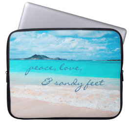 Peace Love Sandy Feet Hawaii Tropical Beach foto Laptop Sleeve