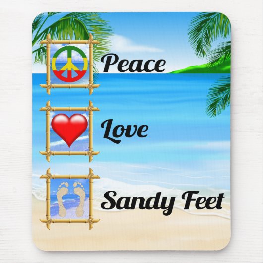 Peace Love Sandy Feet Muismat (Voorkant)