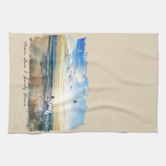 Peace Love & Sandy Paws Dalmatian Theedoek (Horizontaal)