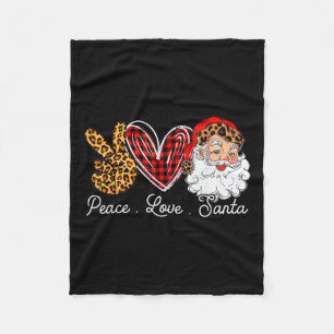 Peace Love Santa Leopard Buffalo Kerstmis 2021 Fleece Deken
